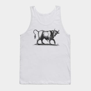 Bull Vintage Black and White Illustration Tank Top